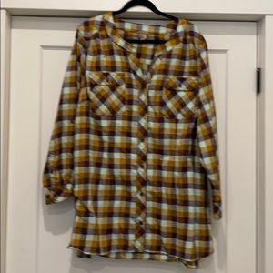 Yellow pink and cream flannel tunic